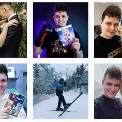 Adam Witkowski na zdjęciach: ślub, gry, narty, z partnerką.