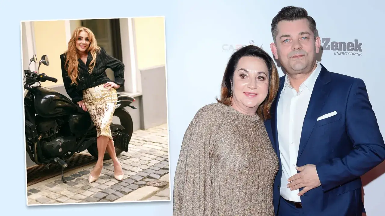 Danuta Martyniuk na motocyklu i z mężem Zenonem.